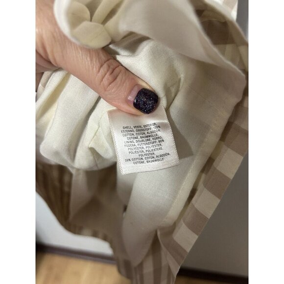 Anthropologie HD in Paris Gingham Print Short Sleeve Belted Dress in Tan Size 4 - Picture 6 of 7